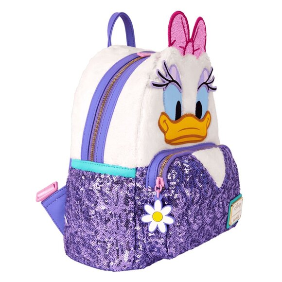 Loungefly Daisy Duck 85th Anniversary Sequin Plush Cosplay Mini Backpack NWT - Picture 4 of 8